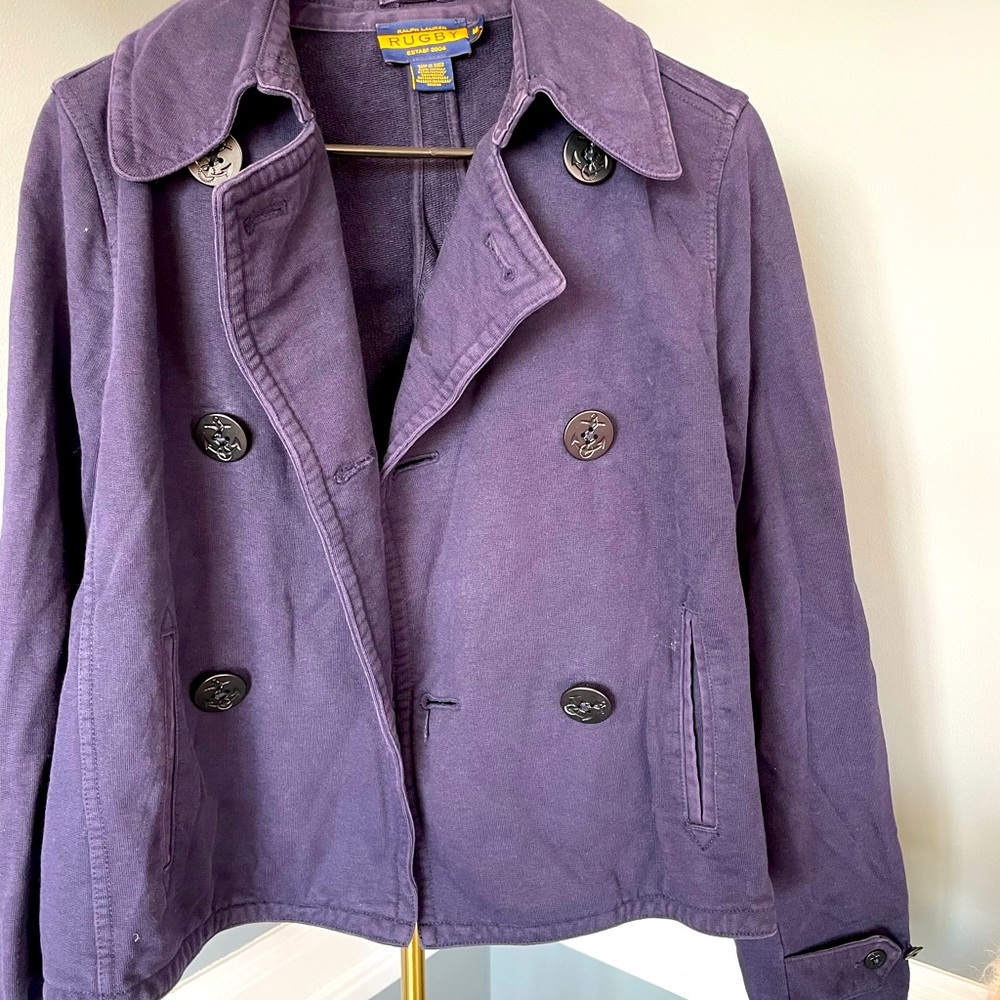 Vintage Ralph Lauren M cropped cotton navy peacoat